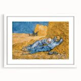 Textured abstract art print in vibrant blue and yellow tones on a framed canvas, ideal for bedroom art.