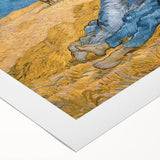Art deco poster featuring a geometric pattern in bold blue and gold, printed on rolled canvas.