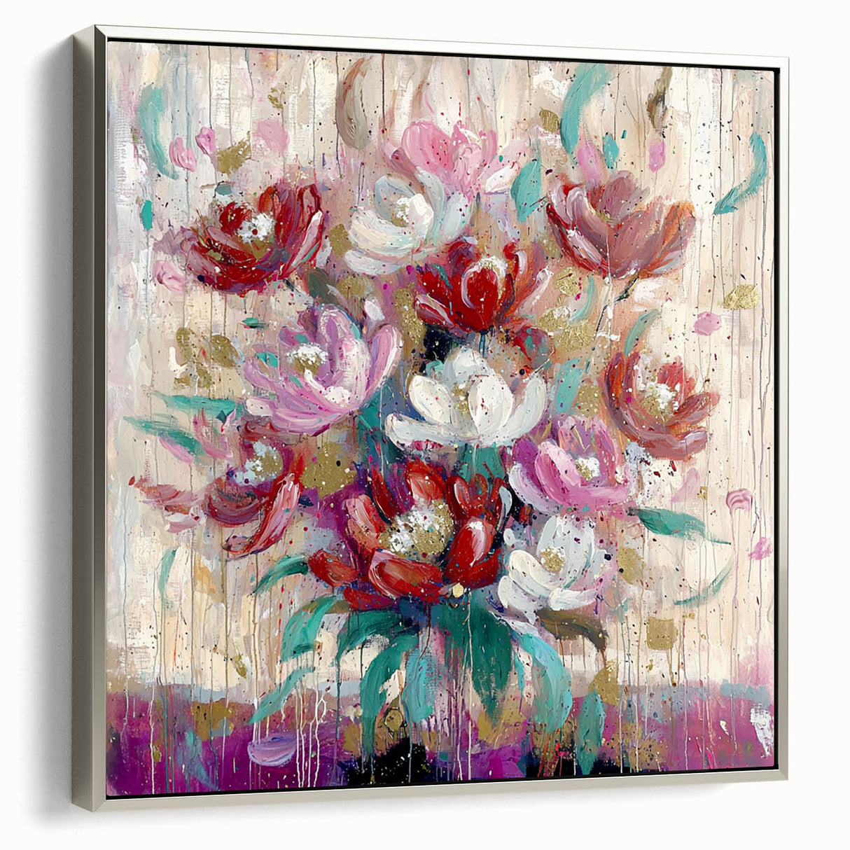 Floral Dining Room Wall Art - Elegant Modern Canvas Print
