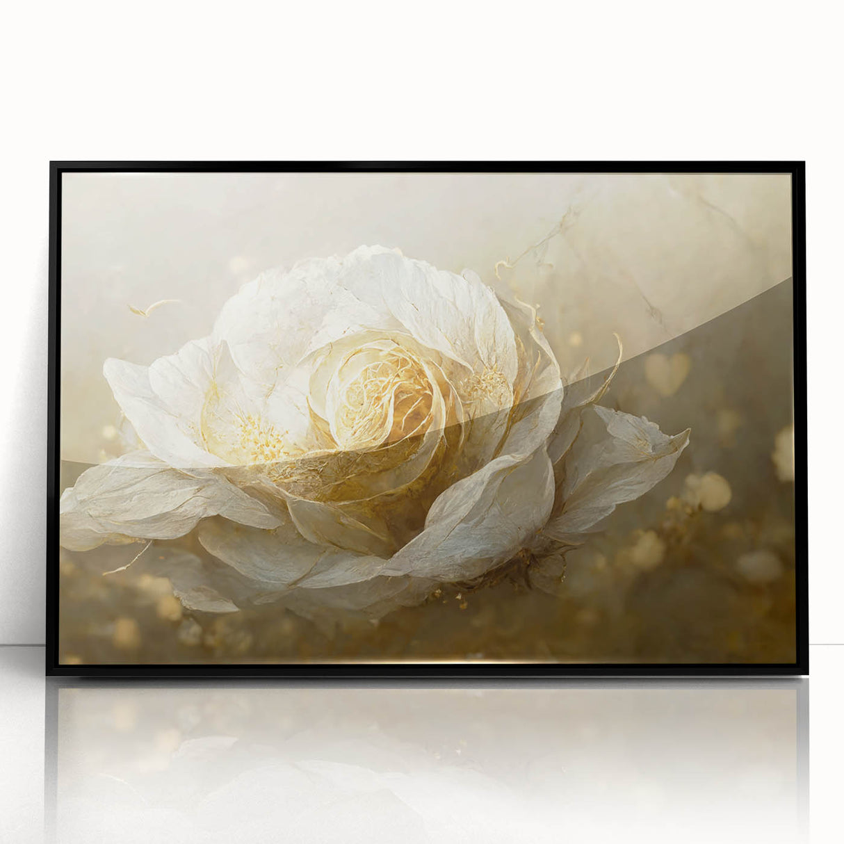 Golden Floral Living Room Wall Art – Elegant Canvas Print