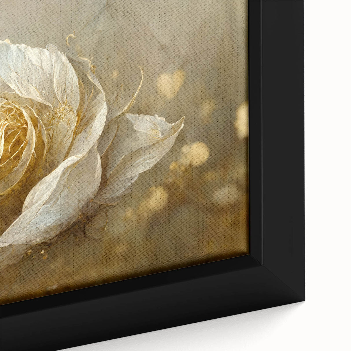 Golden Floral Living Room Wall Art – Elegant Canvas Print