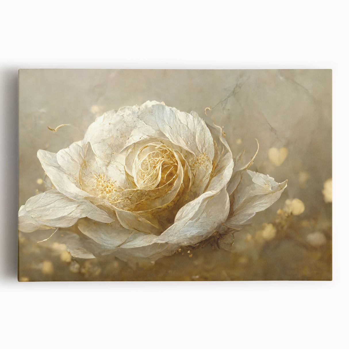 Golden Floral Living Room Wall Art – Elegant Canvas Print