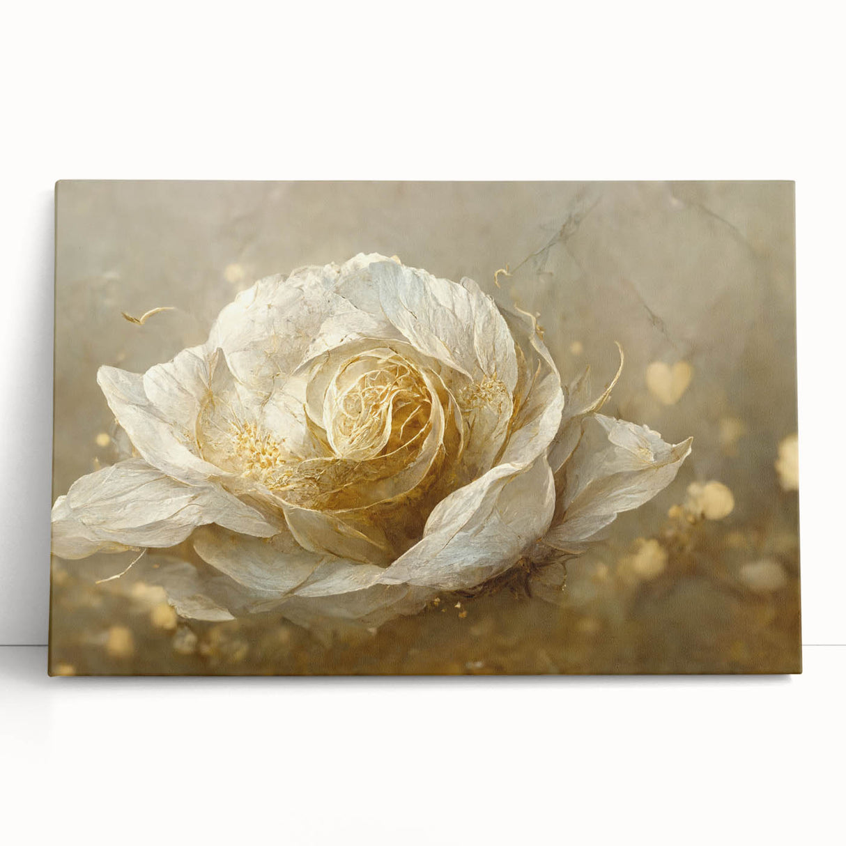 Golden Floral Living Room Wall Art – Elegant Canvas Print
