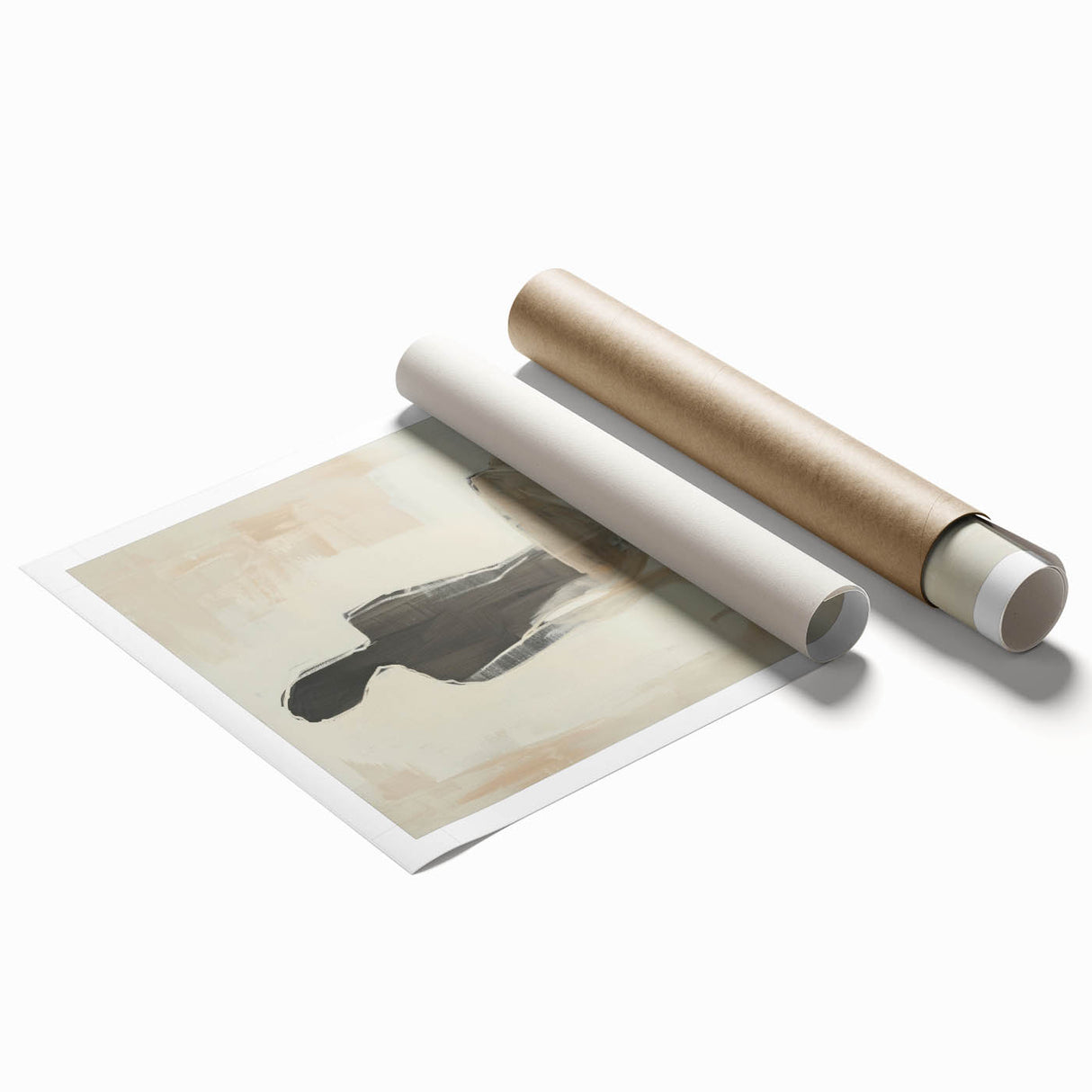 Abstract figurative rolled print showcasing vibrant colors and dynamic shapes, perfect for contemporary home decor. Packaged securely in a sturdy tube for easy shipping and display.