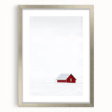 Abstract landscape frame with a silver mat, showcasing a serene nature scene in soft pastel colors. Ideal for modern home decor, adding elegance to any room.