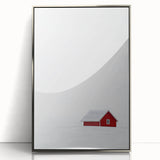 Framed abstract landscape artwork featuring a blend of soft blues and earthy tones, set in a sleek silver frame, perfect for modern home decor.