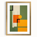 Abstract minimalist wall art featuring a gold frame and mat, showcasing contemporary design with soft geometric shapes, perfect for modern home decor.