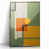 Framed abstract minimalist wall art with a silver acrylic finish, showcasing fluid shapes and soft color gradients, perfect for contemporary home decor.