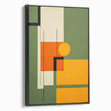 Framed abstract minimalist wall art in a stylish black design, showcasing a side view to highlight its sleek lines and modern aesthetic, perfect for contemporary decor.