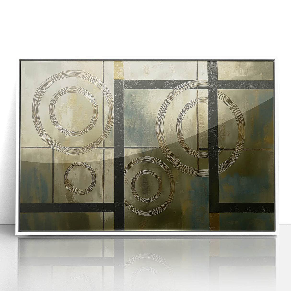 Modern Geometric Living Room Wall Art – Gold & Black Canvas Print