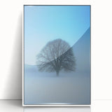 Framed acrylic artwork depicting an abstract landscape with vibrant colors and fluid shapes, showcased in a sleek white frame, perfect for modern decor.