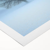 Abstract landscape rolled canvas artwork showcasing vibrant shades of blue and green, featuring a textured surface and modern design elements, ideal for contemporary home decor.