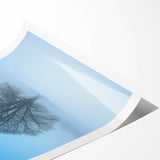 Abstract landscape print showcasing vibrant hues of blue and orange, rolled and packaged in a protective cardboard tube for easy display and storage. This stunning artwork adds a modern touch to home decor, perfect for art enthusiasts and contemporary spaces.