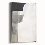 Framed abstract minimalist wall art featuring a silver-toned design, showcasing sleek lines and a modern aesthetic, ideal for contemporary home decor.