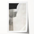 Abstract minimalist wall art print showcasing soft pastel colors and geometric shapes, rolled and ready for framing, highlighting modern interior aesthetics.
