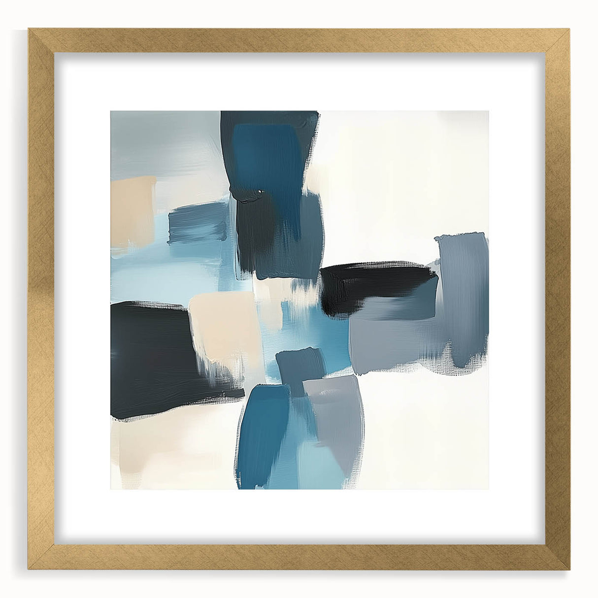 Colorful Abstract Wall Art – Teal, Gray & Beige Modern Brush Strokes