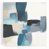 Colorful Abstract Wall Art – Teal, Gray & Beige Modern Brush Strokes
