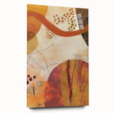 Large abstract wall art featuring mid-century modernist style in warm autumnal colors, printed on acrylic glass.