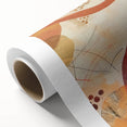 Art deco poster featuring a serene fall landscape with warm orange and brown tones on rolled canvas.