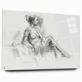 Abstract figurative acrylic art piece displayed in a side view, featuring vibrant colors and intricate pin details, perfect for modern home decor or gallery settings.