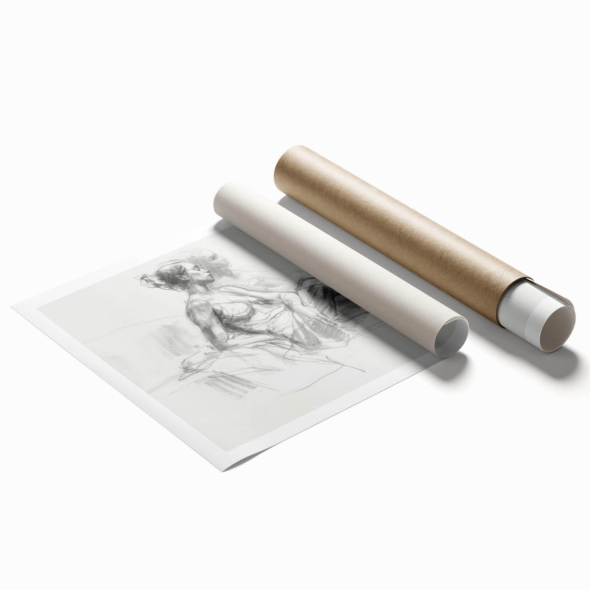 Abstract figurative rolled canvas print showcasing vibrant colors and dynamic shapes, perfect for modern home decor. Packaged securely in a cardboard tube for safe shipping.