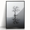 Framed abstract landscape artwork featuring a vibrant blend of blue and green hues, set in a sleek black frame, perfect for modern home decor.