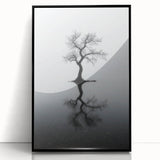 Framed abstract landscape artwork featuring a vibrant blend of blue and green hues, set in a sleek black frame, perfect for modern home decor.