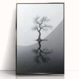 Framed abstract landscape artwork in silver acrylic, showcasing vibrant blues and greens with a modern design, ideal for contemporary home decor.