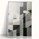 Framed abstract minimalist wall art in white acrylic, showcasing a sleek design suitable for modern decor, displayed from a front view against a neutral background.