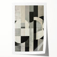 Abstract minimalist wall art print showcasing soft pastel colors and geometric shapes, elegantly rolled and ready for display or framing in a modern home setting.