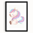 Nursery Wall Art - Cute Pastel Unicorn Print for Kids Room Decor