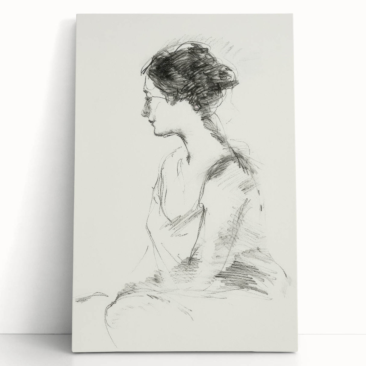 Abstract figurative stretched canvas art piece featuring vibrant colors and dynamic shapes, ideal for modern home decor. Perfect for adding character to any room.
