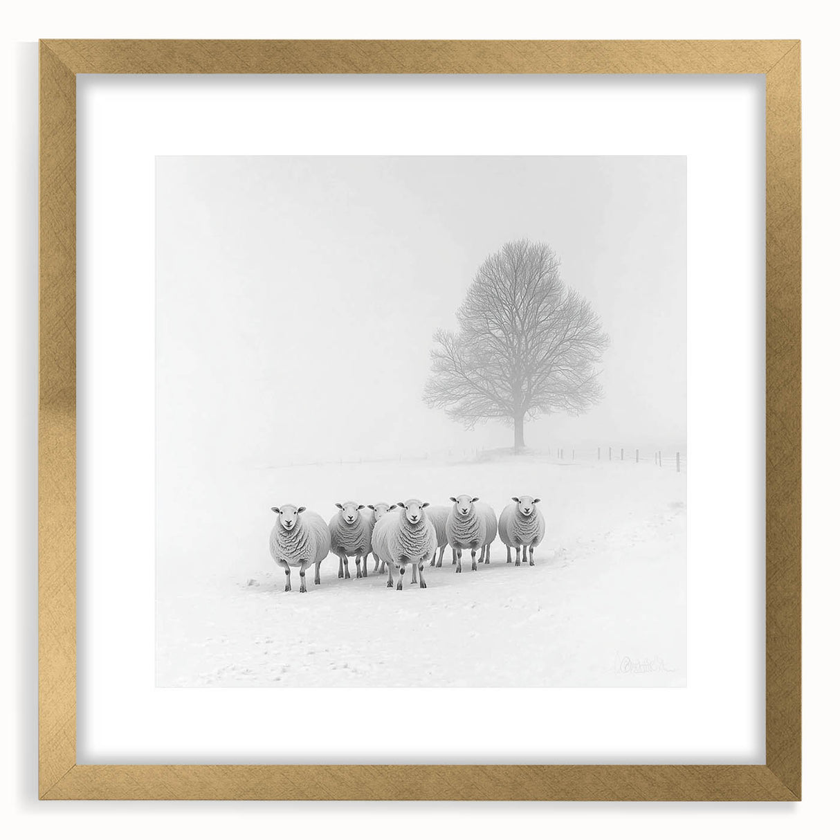 Abstract landscape artwork framed in a gold mat, showcasing a serene interplay of soft earth tones and vibrant hues, ideal for modern home decor.