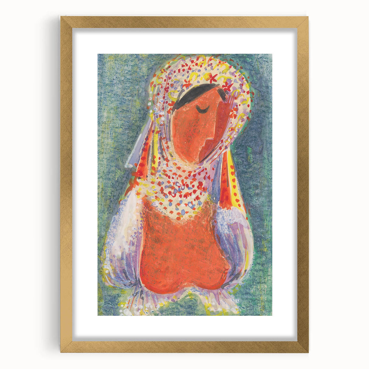 Modern Wall Art - Vibrant Abstract Folk Costume Print for Unique Decor