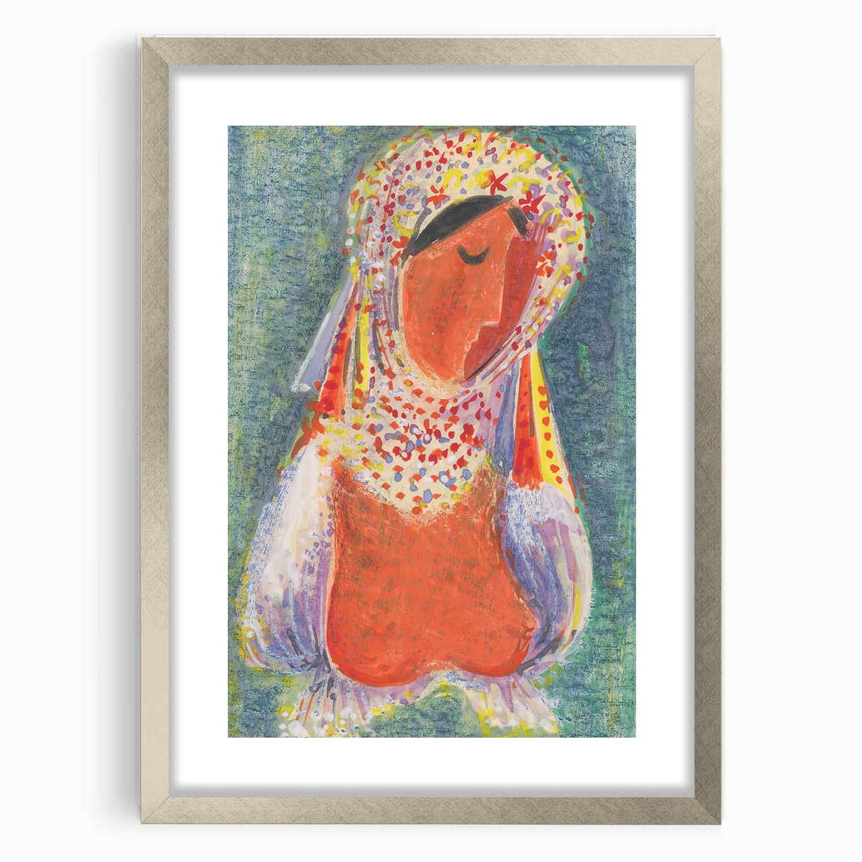 Modern Wall Art - Vibrant Abstract Folk Costume Print for Unique Decor