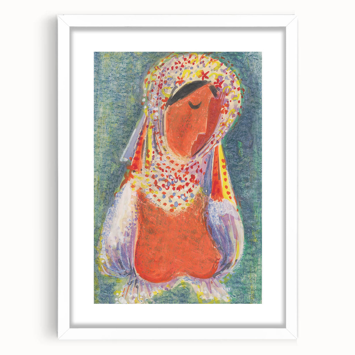 Modern Wall Art - Vibrant Abstract Folk Costume Print for Unique Decor