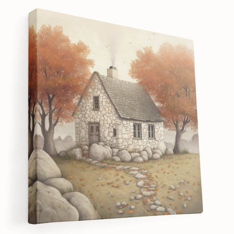 Large canvas print depicting a fall landscape with warm orange and brown tones, ideal for kitchen wall art.