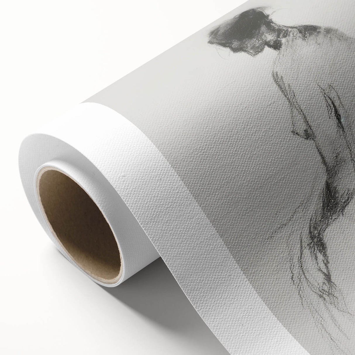 Abstract figurative wall art on rolled canvas showcasing vibrant colors and fluid shapes, presented in a protective cardboard tube for easy display and transport.
