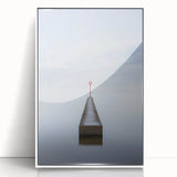 Framed abstract landscape artwork featuring vibrant colors and fluid shapes, set against a sleek white frame, ideal for modern home decor. This piece adds a contemporary touch to any living space.
