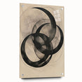 Abstract minimalist wall art displayed in a side view, featuring a sleek acrylic glass frame with decorative pins, showcasing vibrant colors and geometric patterns, ideal for modern interior decor.