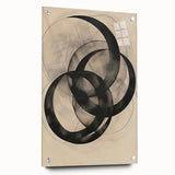 Abstract minimalist wall art displayed in a side view, featuring a sleek acrylic glass frame with decorative pins, showcasing vibrant colors and geometric patterns, ideal for modern interior decor.