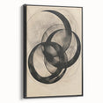 Framed abstract minimalist wall art in a sleek black frame, showcasing bold geometric patterns and soft color gradients, perfect for modern home decor.