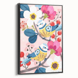 Charming Birds & Flowers Girls Room Wall Art - Kids Nature Decor