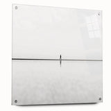 Abstract landscape artwork printed on acrylic glass, showcasing vibrant colors and a modern design. Side view highlights the unique pins used for display, perfect for contemporary decor.