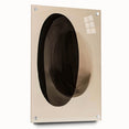 Abstract minimalist wall art displayed in a side view, featuring vibrant colors on acrylic glass, secured with stylish pins for an elegant presentation.