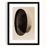 Abstract minimalist wall art framed with a black mat, showcasing geometric shapes and a soothing color palette, perfect for modern home decor.