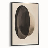 Framed abstract minimalist wall art showcasing a sleek black design, viewed from the side. Ideal for modern decor, enhancing any living space with sophistication.