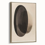 Framed abstract minimalist wall art featuring a gold geometric design on a canvas, displayed from a side view, showcasing its sleek modern aesthetic and elegant finish.