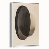 Framed abstract minimalist wall art in a sleek white frame, showcasing soft pastel colors and geometric shapes, perfect for modern decor enhancement.