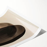Abstract minimalist wall art print showcasing soft pastel colors and geometric shapes, beautifully rolled and packaged in a protective cardboard tube, ideal for home decor.